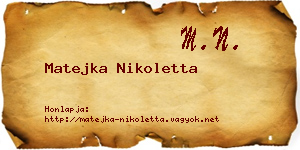 Matejka Nikoletta névjegykártya